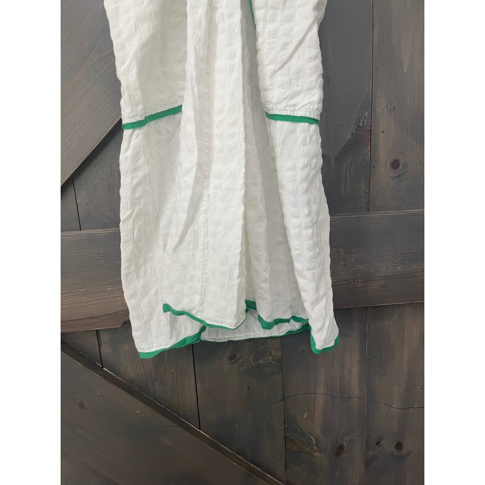 Anthropologie Celandine White Green Textured Midi Dress Lace Up Back Small - Picture 7 of 9